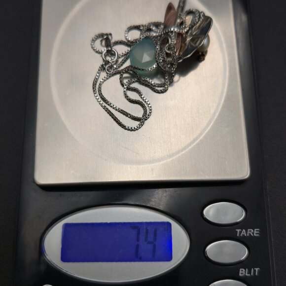 18 Inch Sterling Silver Various Charms Stone Pearl Necklace A7079 - Picture 7 of 7